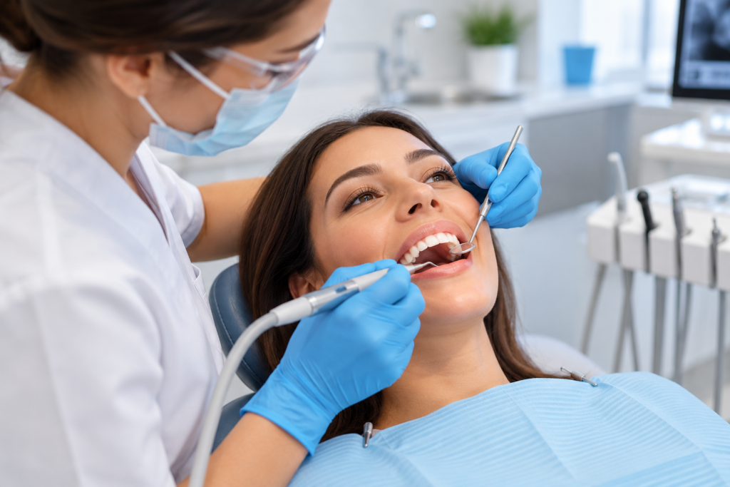 professional scale and clean during a preventive dental visit at Bundall Dental.